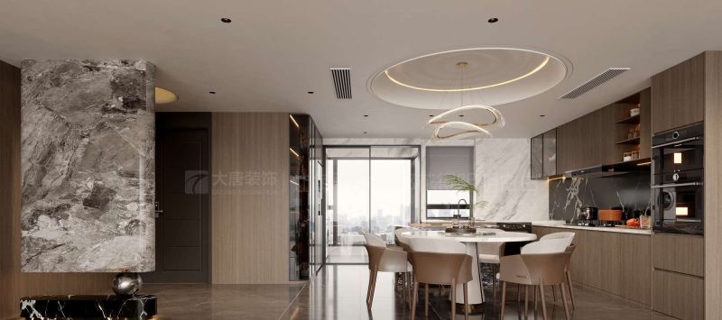 株洲装修设计：188㎡意式轻奢风格装修，用弧形弱化直线的生硬感 - 家居知识