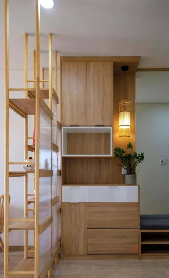 75㎡三口之家，一进门就能看到餐厅！加个多功能置物架，隔断正好 - 家居知识