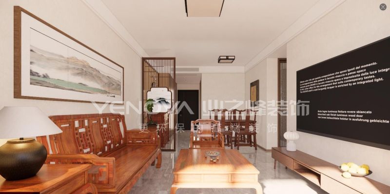 唐山禹洲凤凰府108平方米新中式风格装修效果案例|业之峰装饰 - 家居知识