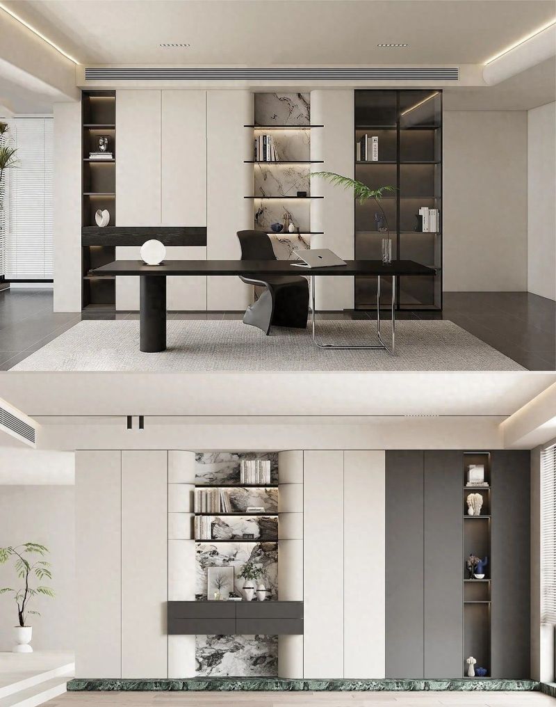 品冠全屋定制，意式轻奢书房配色方案解析