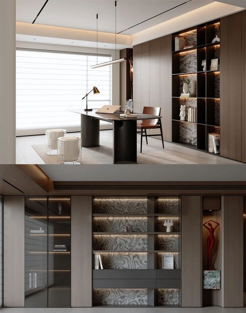 品冠全屋定制意式轻奢书房定制配色 - 家居知识