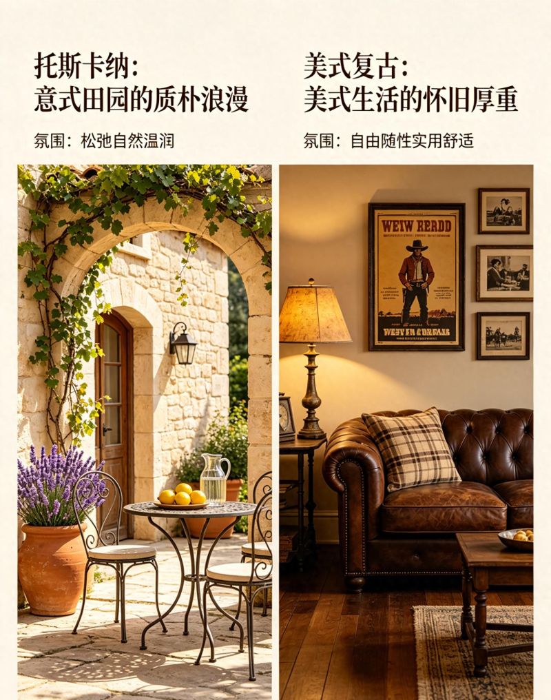 一张图分清托斯卡纳与美式复古装修风格