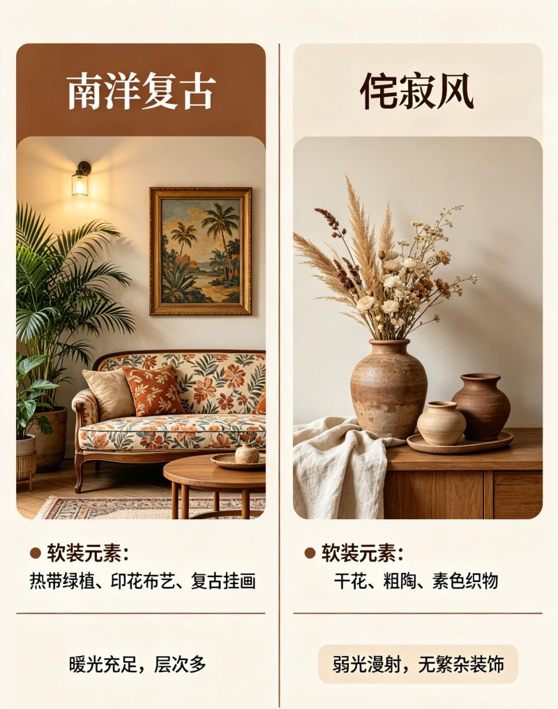 南洋复古 VS 侘寂风｜两种氛围感装修怎么选 - 家居知识