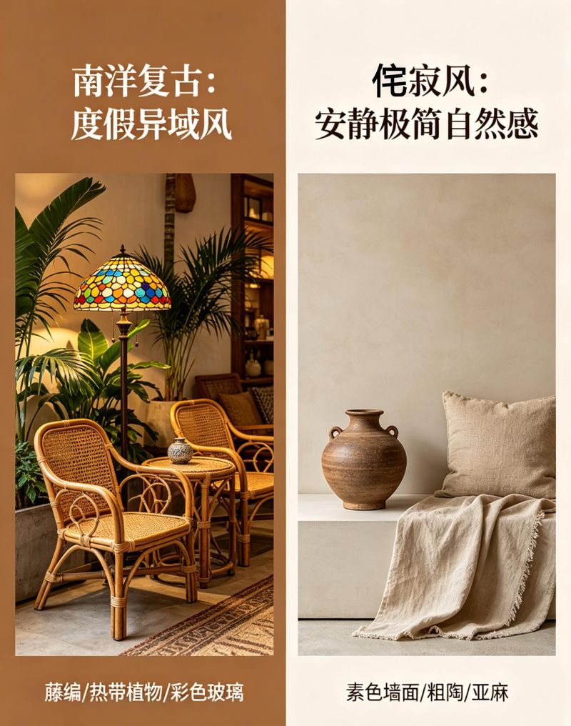 南洋复古 VS 侘寂风｜两种氛围感装修怎么选 - 家居知识